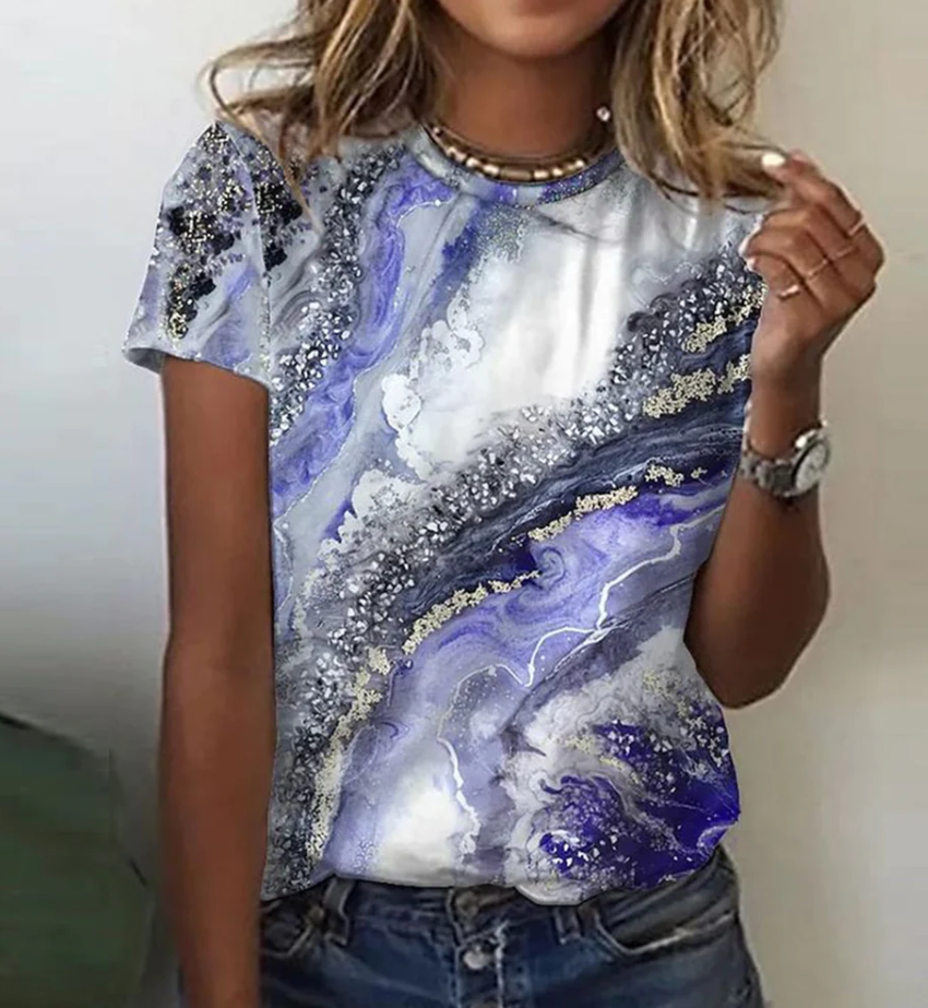Purple Round Neck Short Sleeve Top