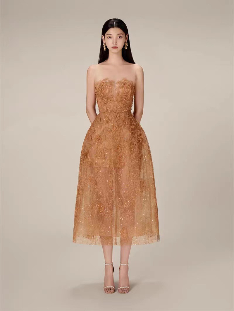 Long Sleeves Tulle Dresses with Appliqued Dusty Rose