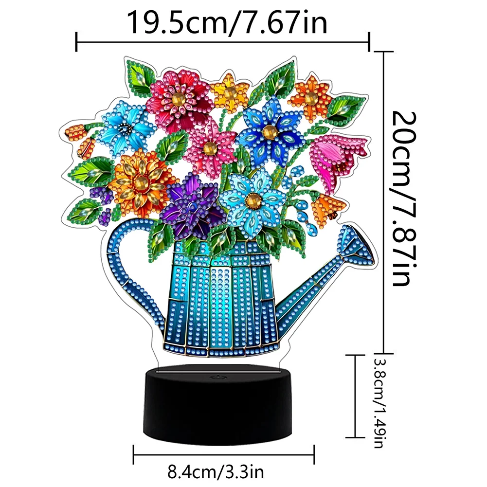 Acrylic Double Sided Butterfly Vase Diamond Painting LED Night Light for Desktop