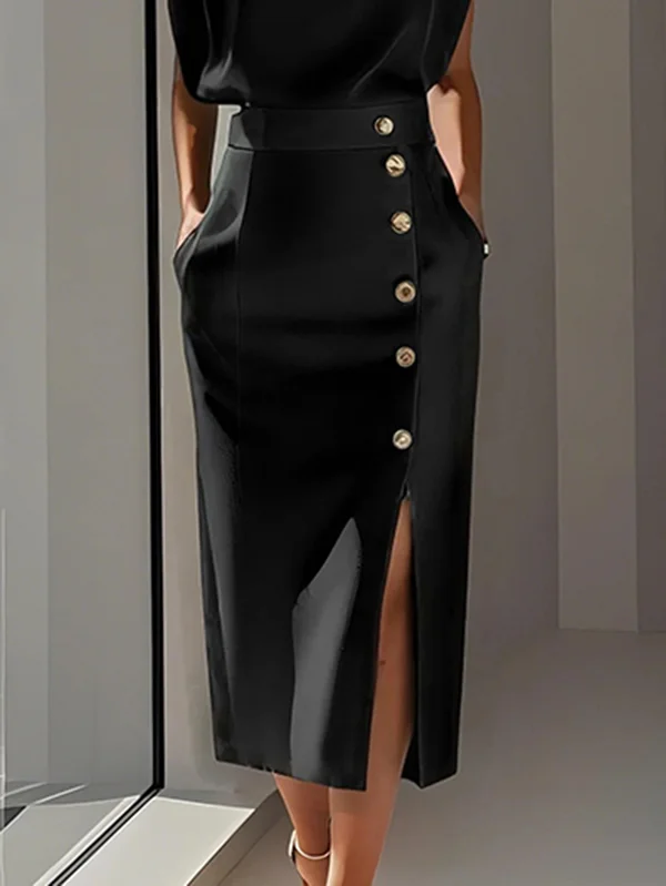 Split-Joint Split-Front Loose High Waisted Skirts
