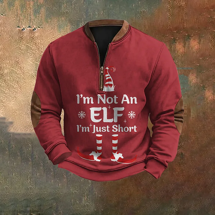 Men's Vintage I'm Not An Elf I'm Just Short Print Sweatshirt
