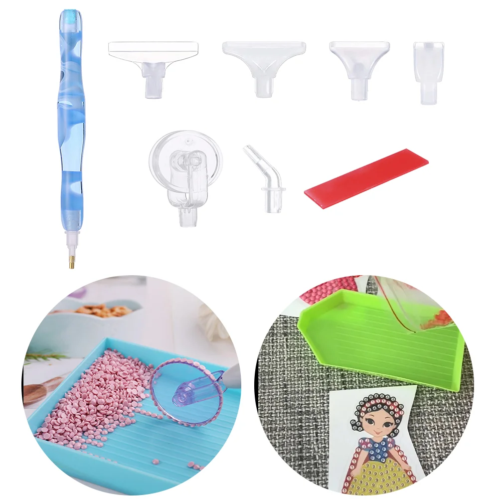 Resin 5D Diamond Painting Pen Kit with 5 Drill Pen Picking Heads and 1 Glue Clay