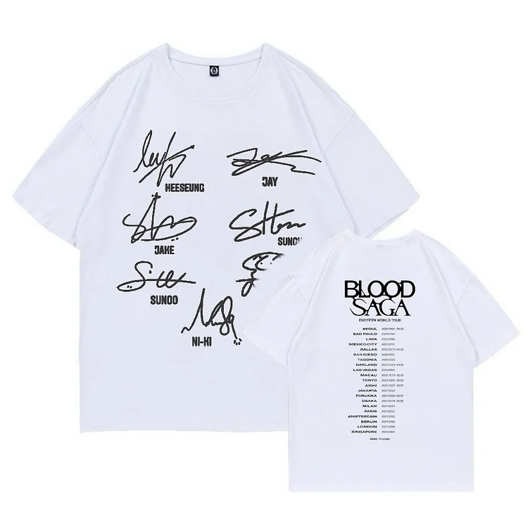 ENHYPEN BLOOD SAGA ソウルコン Tシャツ ホワイト Sサイズ ENHYPEN Blood Saga World Tour Signature Tracklist T-Shirt