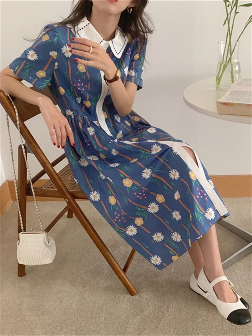 Alien Kitty Summer Dress Women Retro Hot OL Short Sleeves Chic Embroidery Flowers 2022 Slim Stylish Casual Lady New Sweet Femme