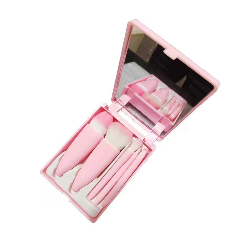Minimalist Pink Artificial Fiber Makeup Brushes 1 Set