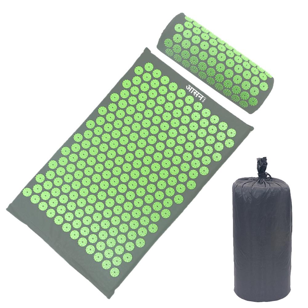 

Acupuncture Yoga Massage Mat+Pillow+Black Cloth Bag Set (Gey Green), 501 Original