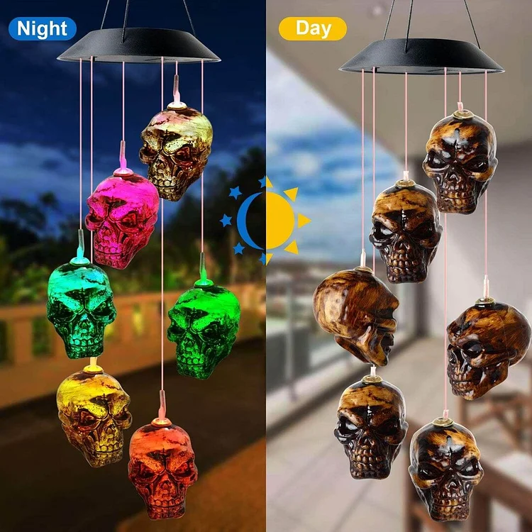 Solar Skeleton Skull Wind Chime Light