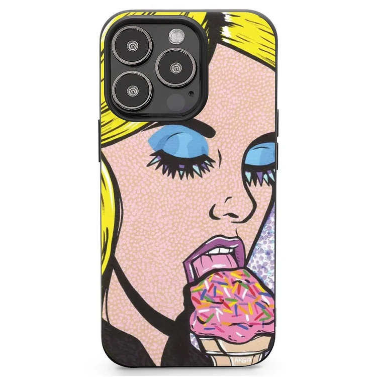Blonde Ice Cream Girl Mobile Phone Case Shell For IPhone 13 and iPhone14 Pro Max and IPhone 15 Plus Case - Heather Prints Shirts