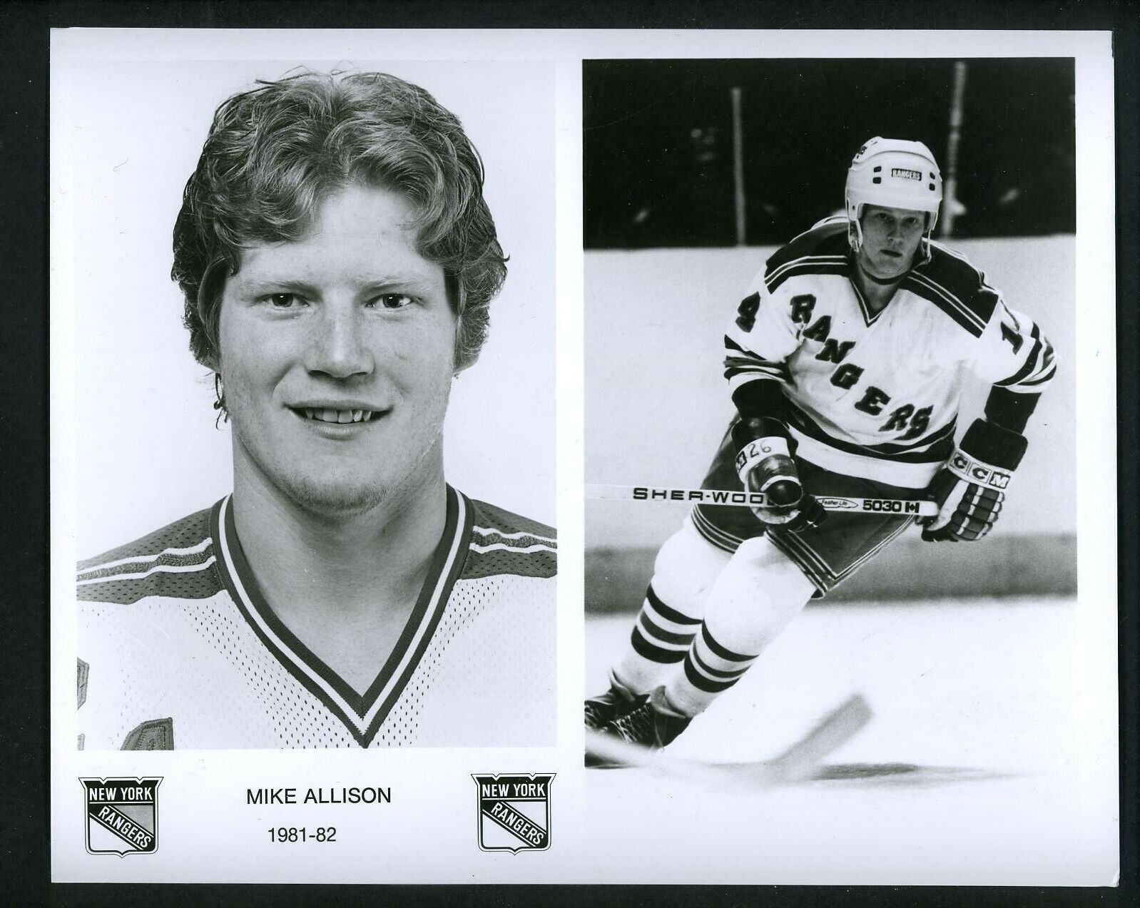 Mike Allison New York Rangers team issued 1981 Press Photo Poster painting