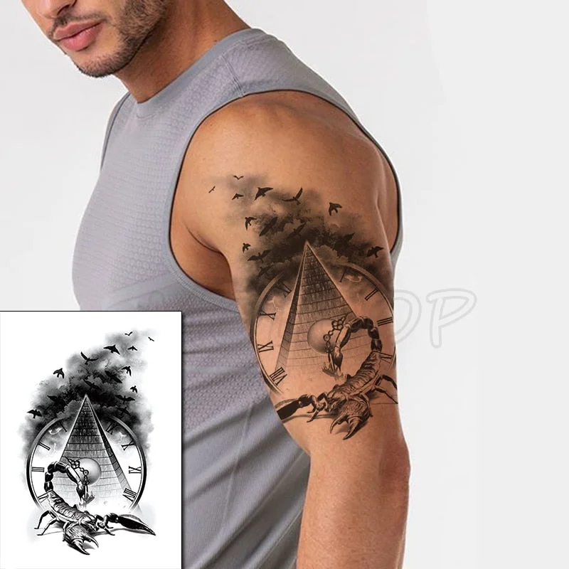 Waterproof Temporary Tattoo Sticker Pirate Ship Skull Flag Tatoo Water Transfer Fake Tatoo Flash Tatto Woman Man Kid 14.8*21 Cm