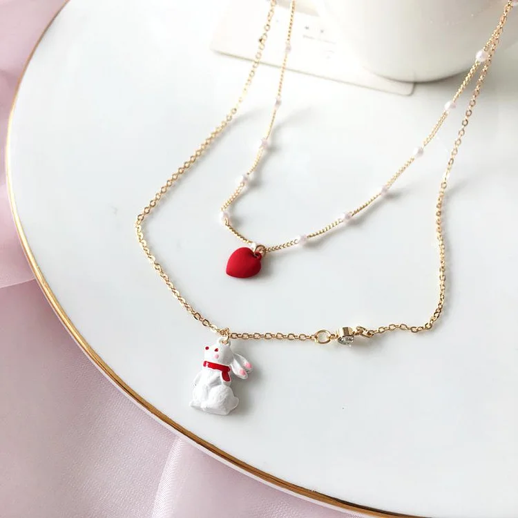 Cute Bunny Love Pendant Necklace