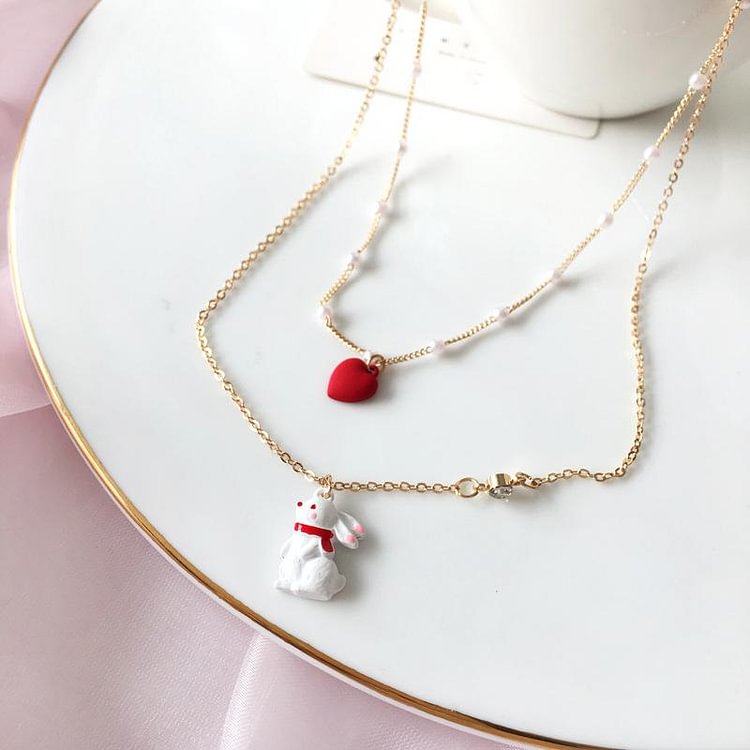 Cute Bunny Love Pendant Necklace