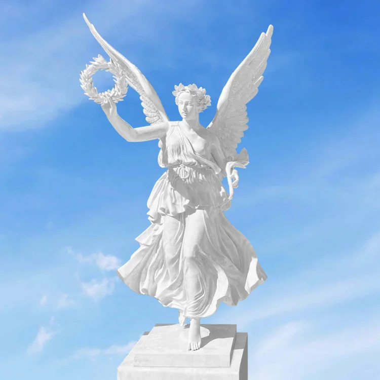 Life-Size Bronze Goddess Victoria Sculpture in White Finish for Indoor and Outdoor decor
