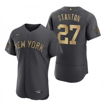 Men's New York Yankees #27 Giancarlo Stanton 2022 All-Star Charcoal Flex Base Stitched Baseball Jersey CUHJ