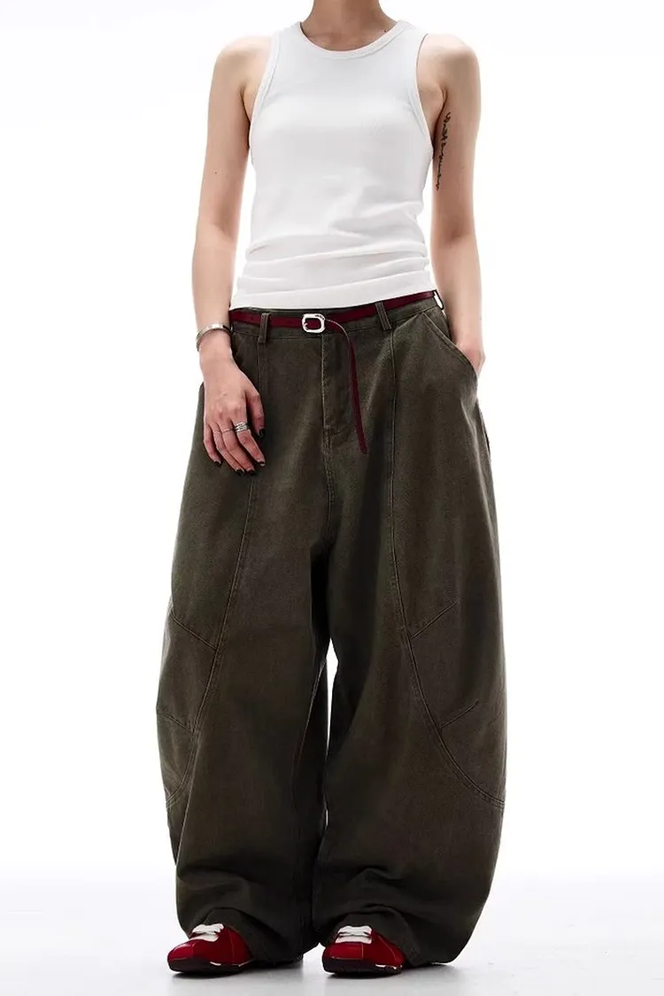 Men's Wide Leg Cargo Pants in Cotton for Spring