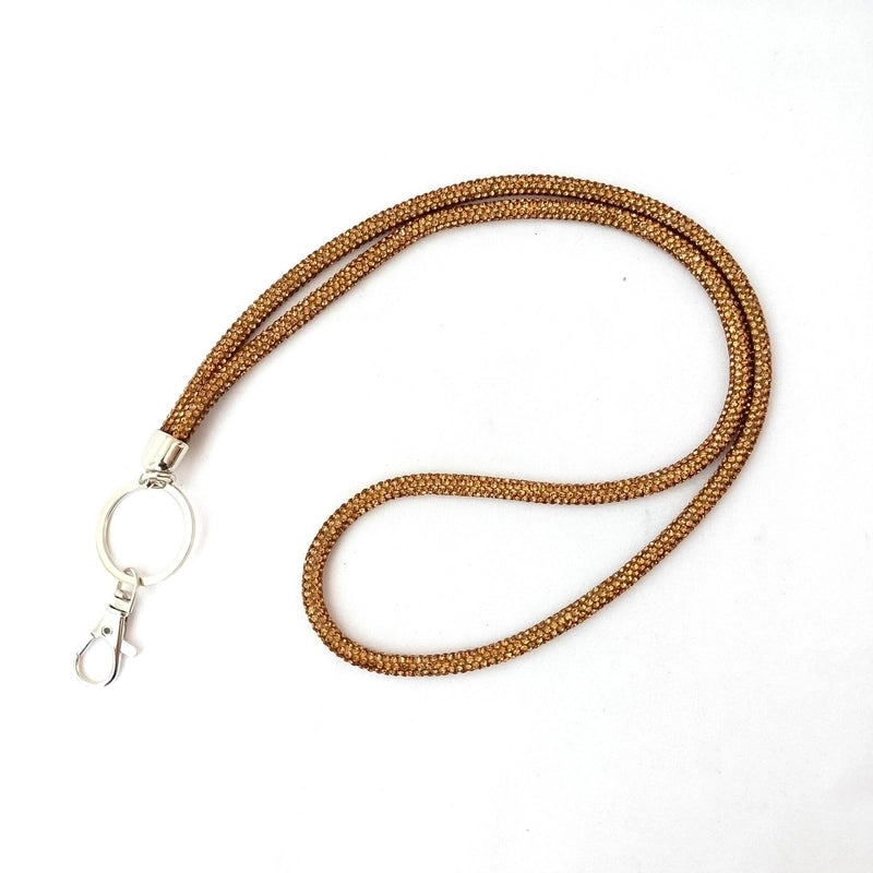 Shiny Solid Color Nylon Inlay Rhinestones Mobile Phone Lanyard