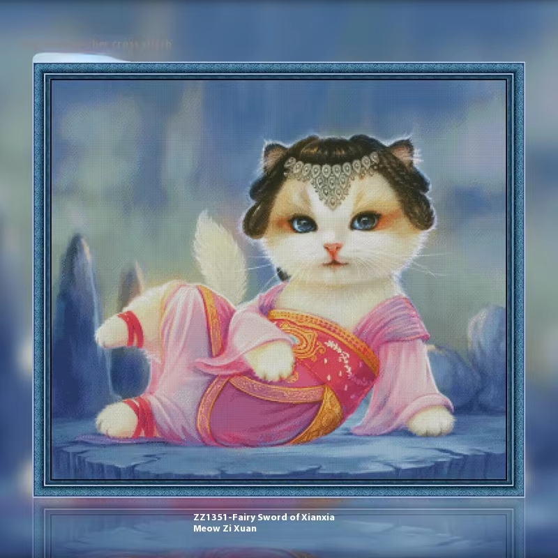 1set DIY Printed Cross Stitch Kit 【ZZ1351- Fairy Hero Meow's Fairy Sword Purple Xuan】printed (stamped) cross-stitch Painting Fairy Cross Stitch