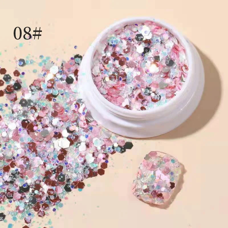 iridescent Flakes Gold Pink White Flakes Slices Chrome Pigment Dust Nail Powder Glitter Sequins Nail Art Decoration Manicures-Nail Inspo