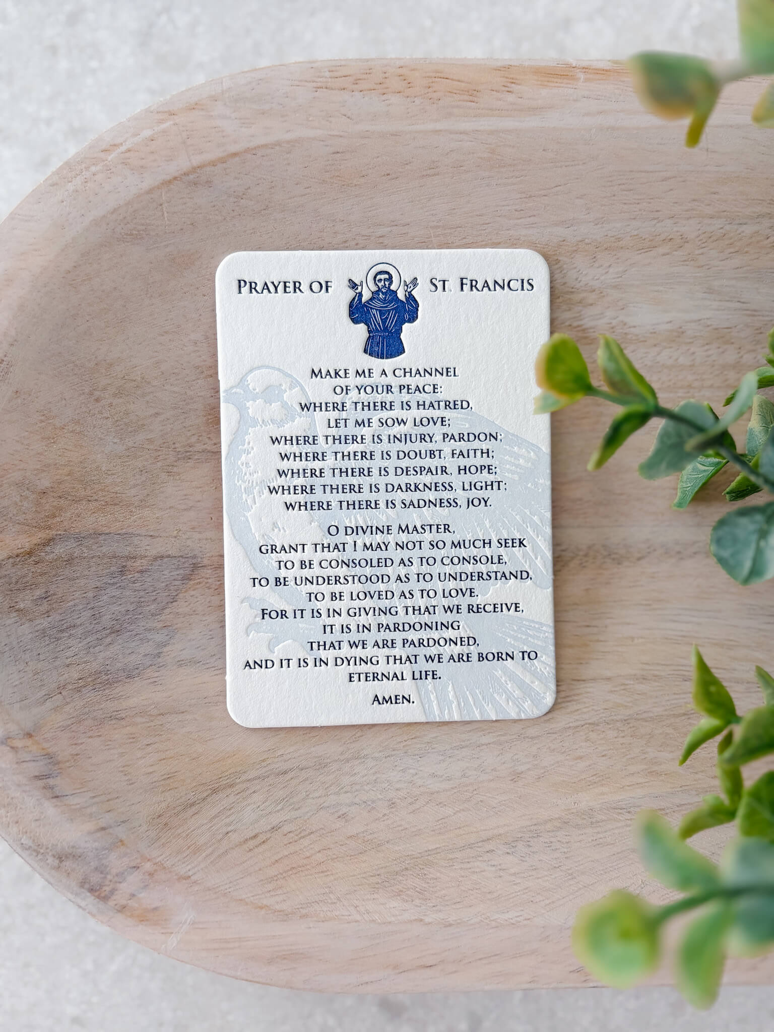 Prayer of St. Francis - Letterpress Prayer Card