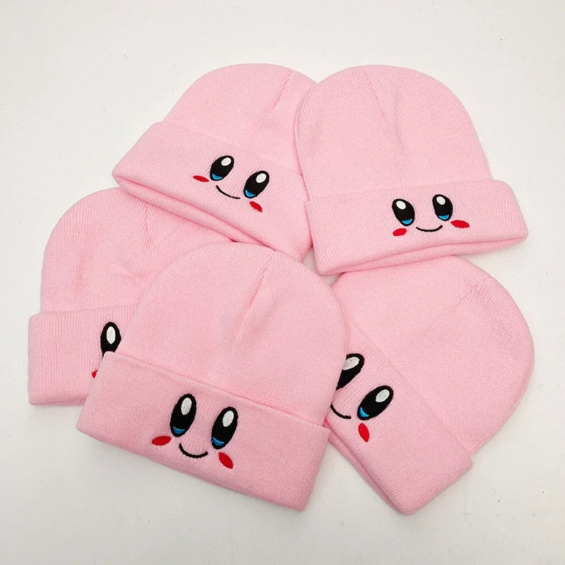 Pink/White Cartoon Lovely Face Embroidery Knitted Hat SP17032