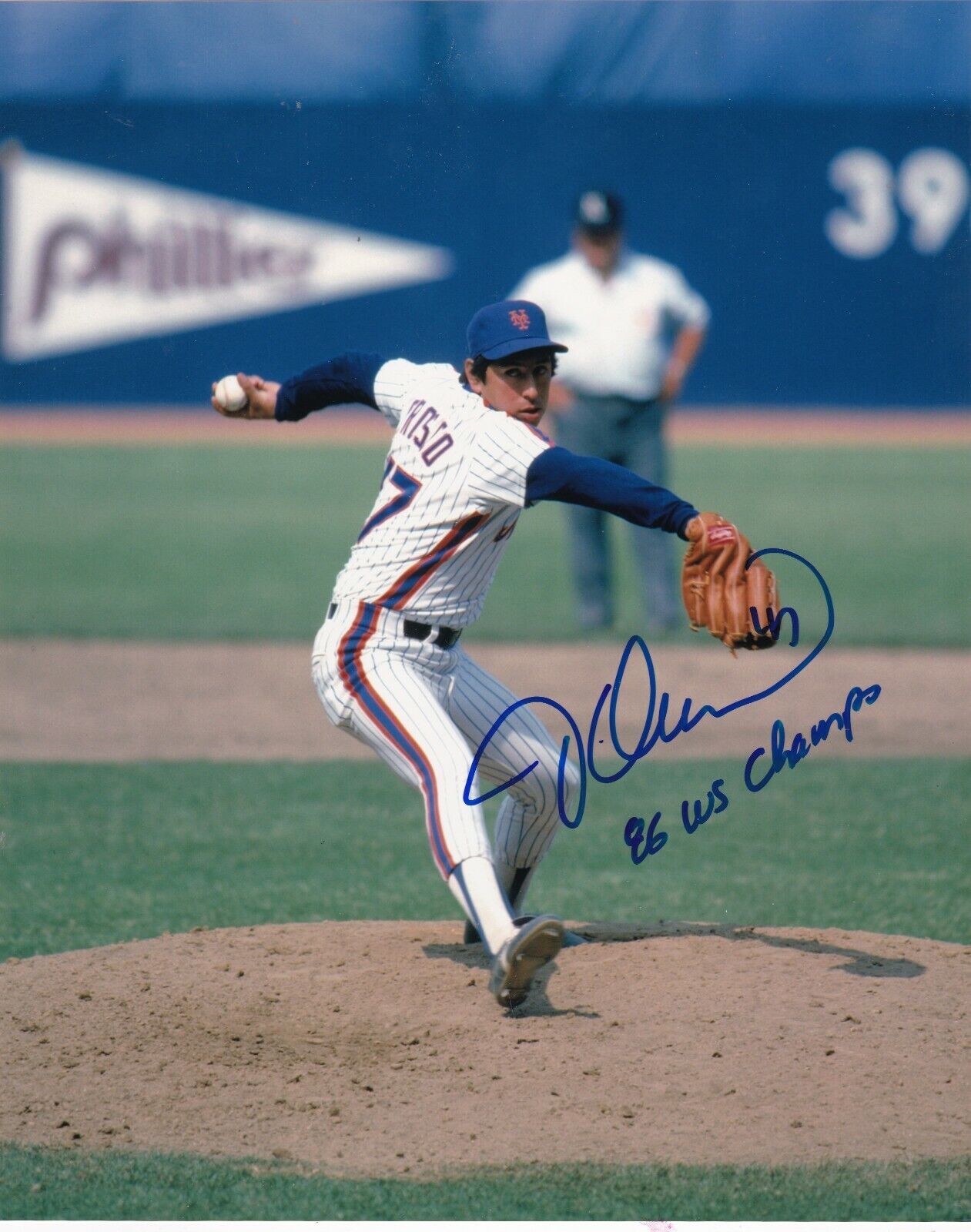 JESSE OROSCO NEW YORK METS 86 WS CHAMPS ACTION SIGNED 8x10