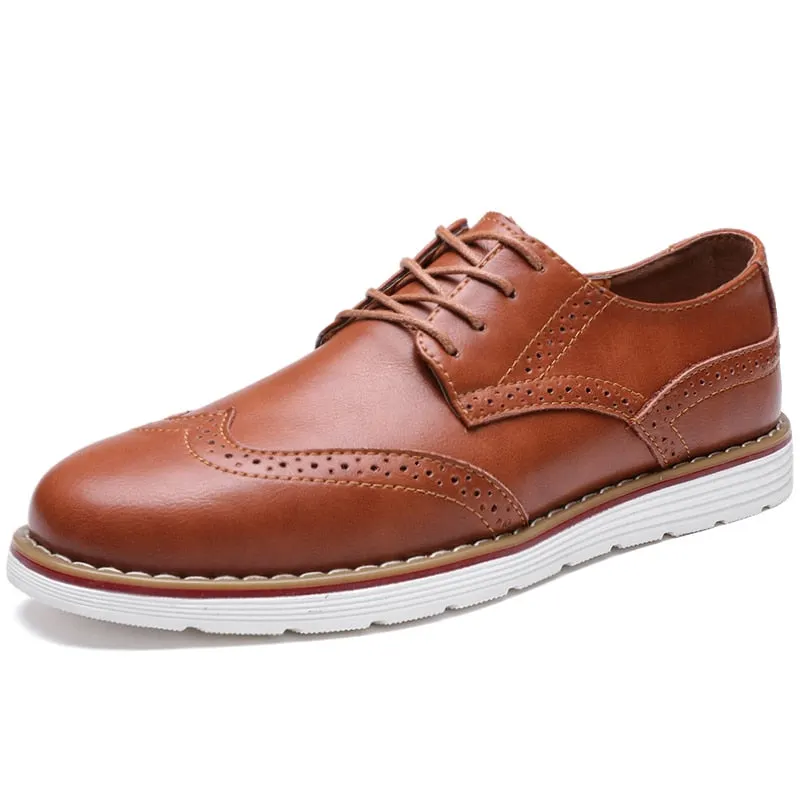 Genuine Leather Men Casual Shoes Luxury Party Dress Shoes Men Oxfords Shoes British Trendy Brogue Shoes Lace-up Plus Size 38-48