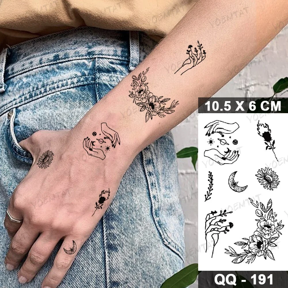 Sdrawing Temporary Tattoo Stickers Butterfly Flower Realistic Sexy Flash Tatoo Women Men Arm Waist Line Body Art Fake Tatto Cool