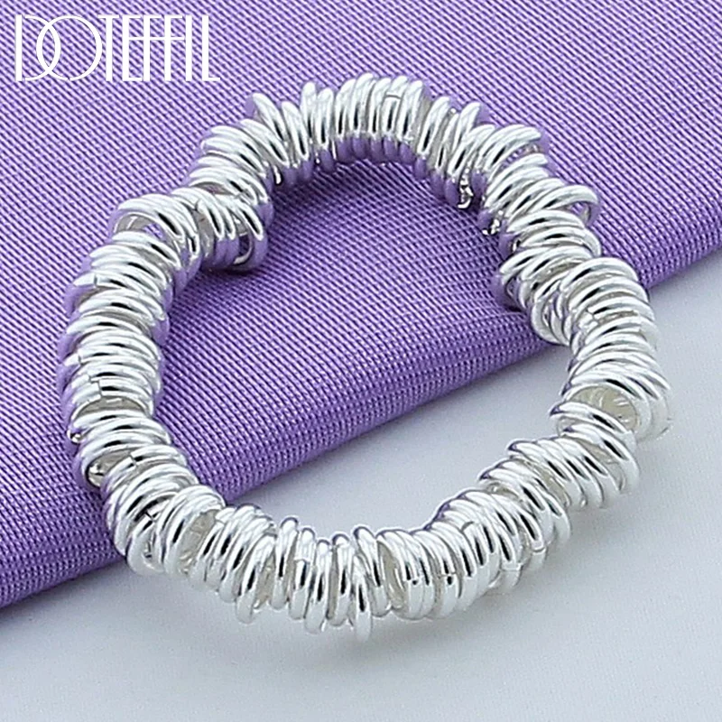 DOTEFFIL 925 Sterling Silver Multi-turn Circle Round Bracelet For Women Men Jewelry