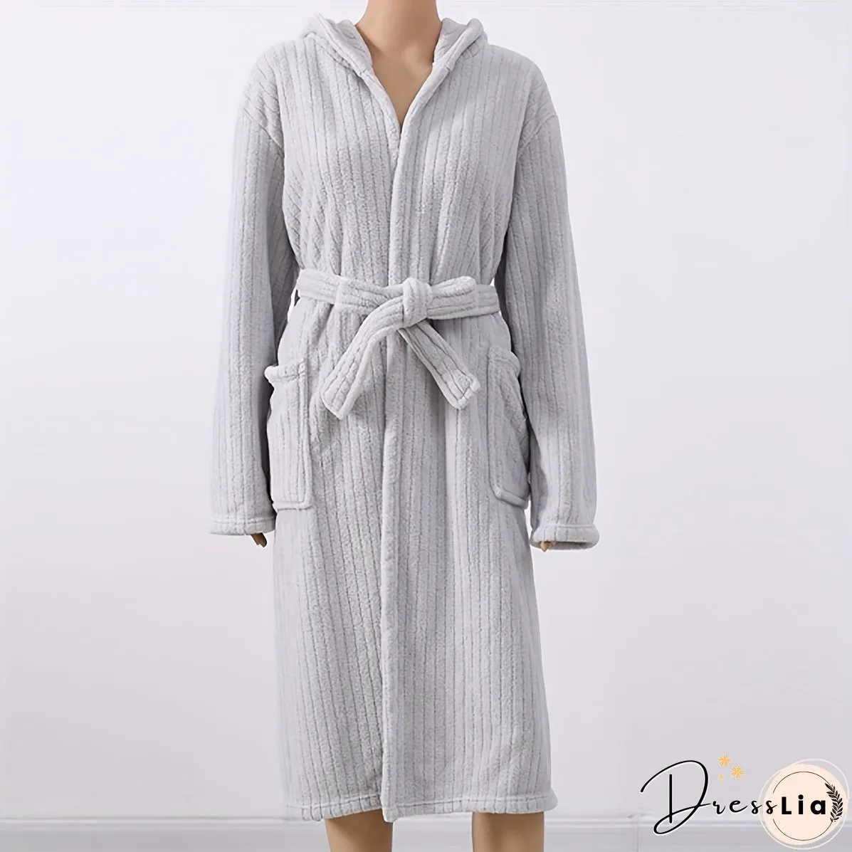 Coral Fleece Bathrobe Women Soft Hooded Robe Wearable Bath Skirt Absorbent Wrap Towel
