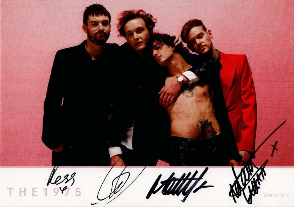 THE 1975 BAND COMPLETE SIGNED AUTOGRAPH 6x8 Photo Poster painting - MATTHEW HEALY +3 VERY RARE