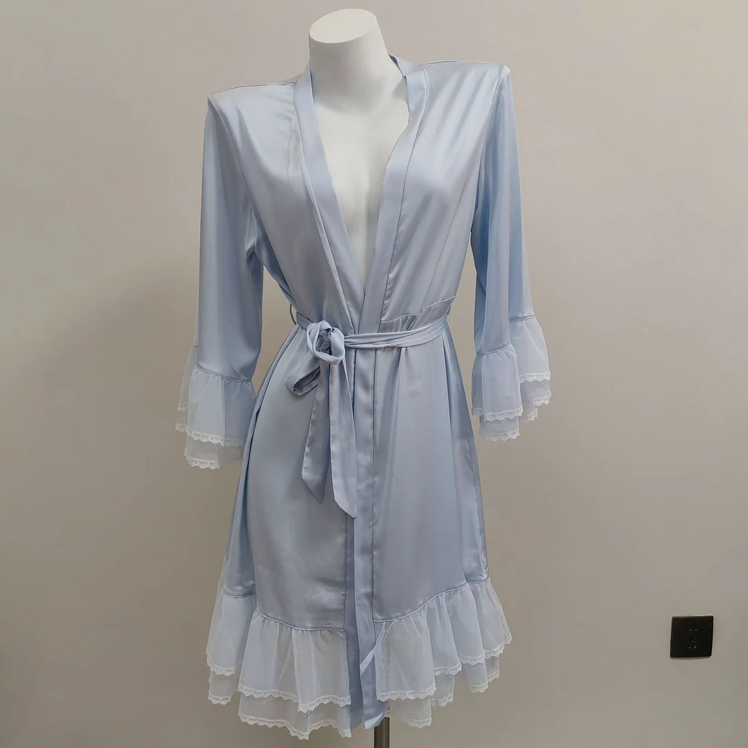 Sdrawing Sdrawing Sweet Net Yarn Nightgown Women Autumn And Winter Morning Robes In The Long-Term Doodle Home Bathrobe Spliced High-End Robes