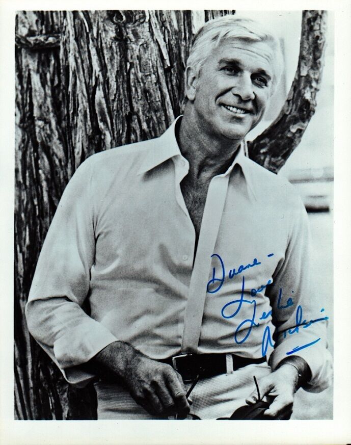 LESLIE NIELSEN Signed Photo Poster painting