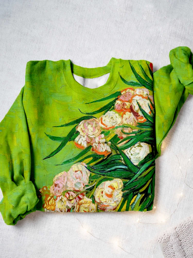 Classy Oleanders Oil Painting Art Print Comfy Sweatshirt