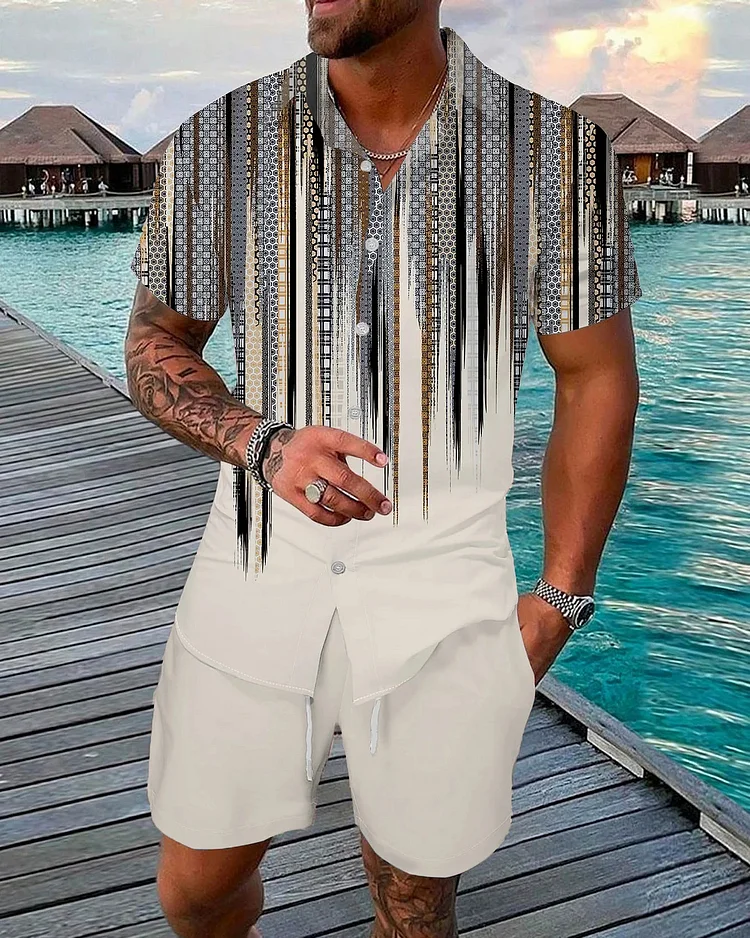 Suitmens Men's Hawaii Beach Vacations Short Sleeve Shirt Set 192