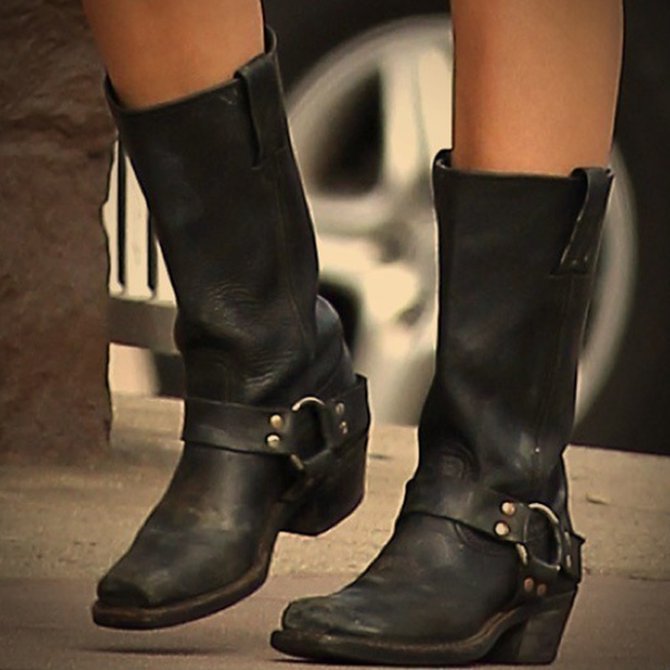 Winter Date Artificial Leather Low Heel Boots Zaesvini