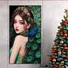 (40*70cm)Peacock Girl - Full Round Drill Diamond Painting