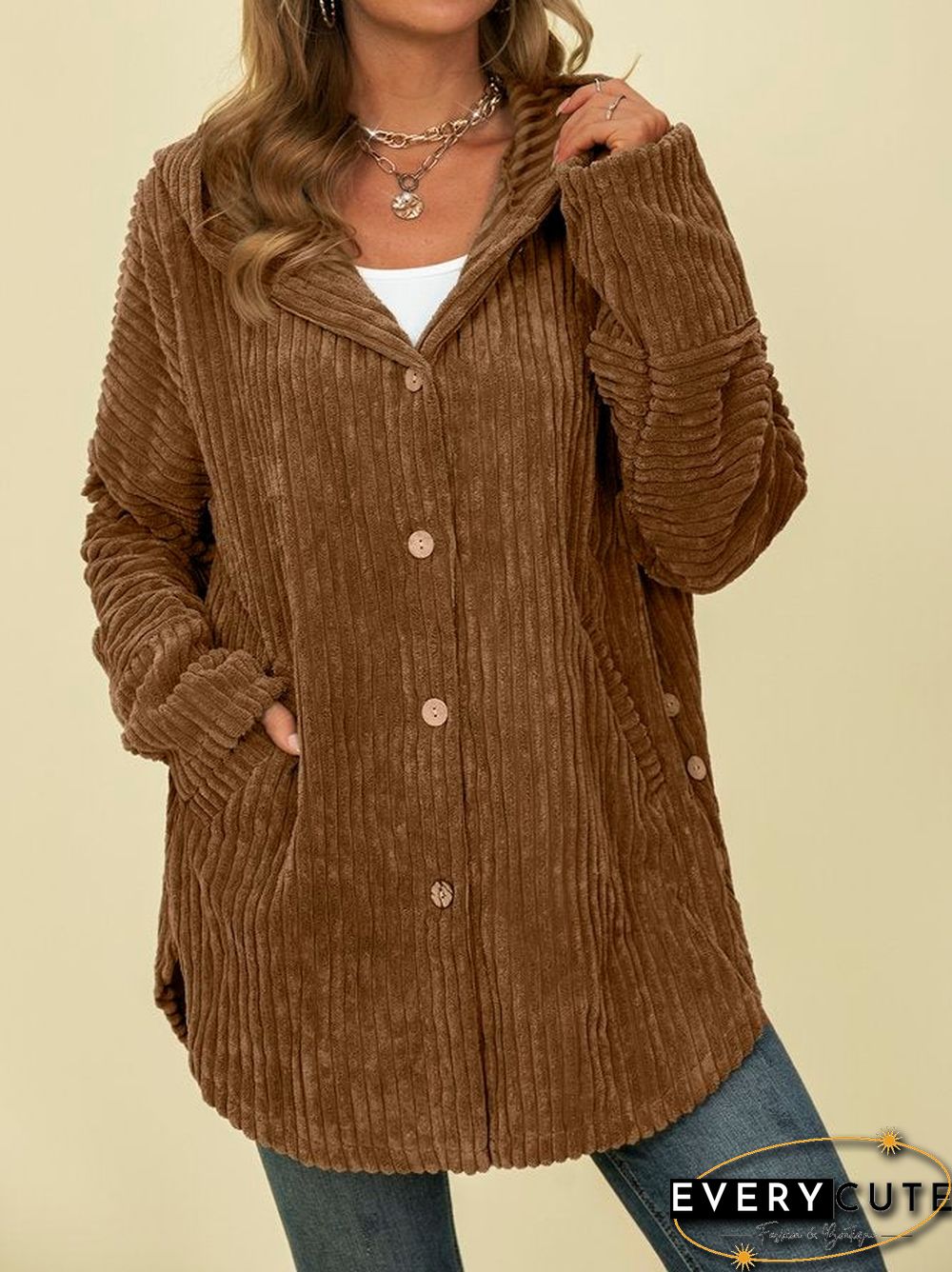 Plain Casual Outerwear