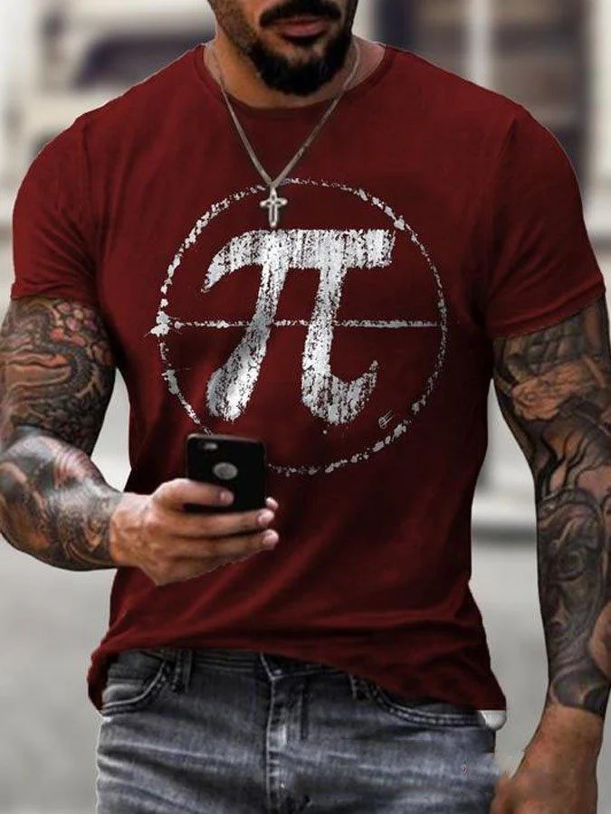 Men's round neck casual printed short-sleeved T-shirt