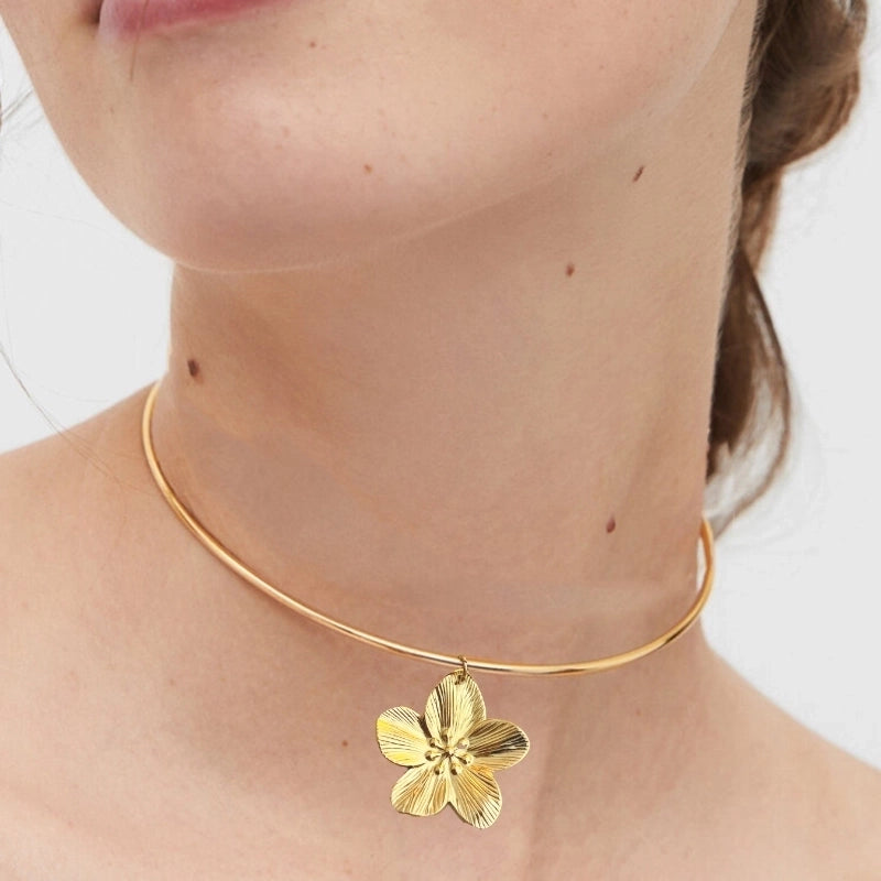 Elegant Marine Style Flower 304 Stainless Steel 18K Gold Plated Plating Stainless Steel Necklaces