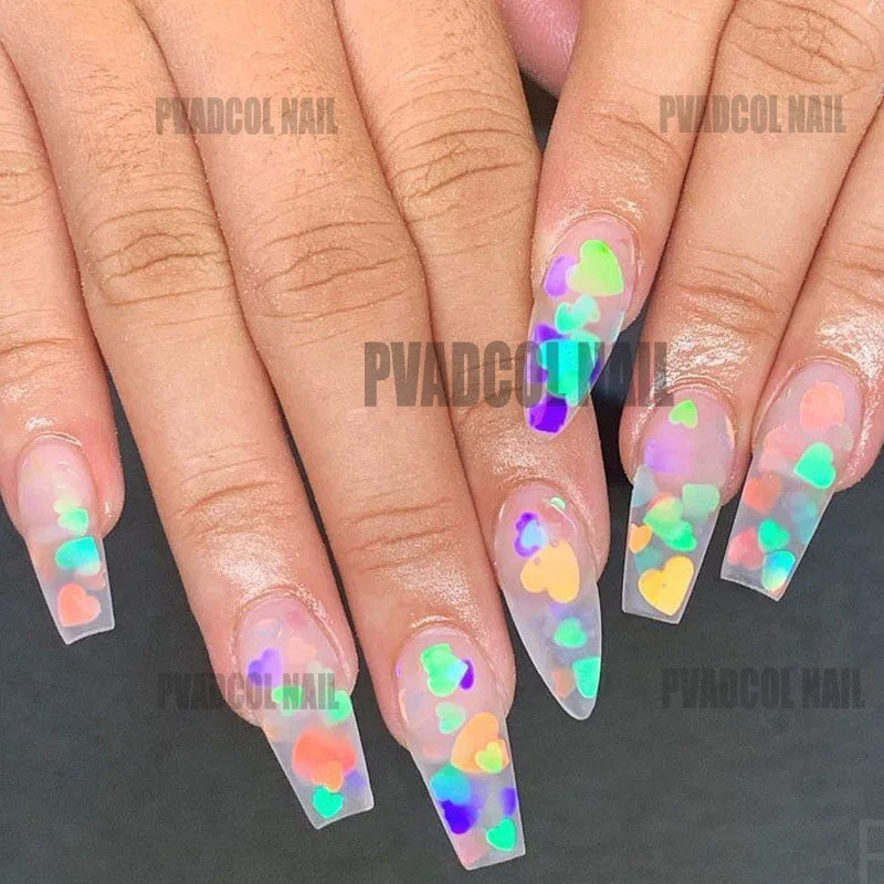 Nail Art Glitter Heart 3D Shape Nail Sequins Flakes Mix Shining Glitters Decoration 3mm-Nail Inspo