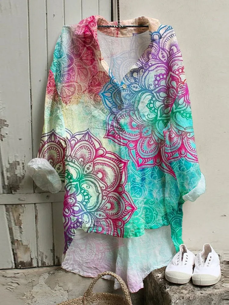 Women's Retro Art  Print Casual  Shirt