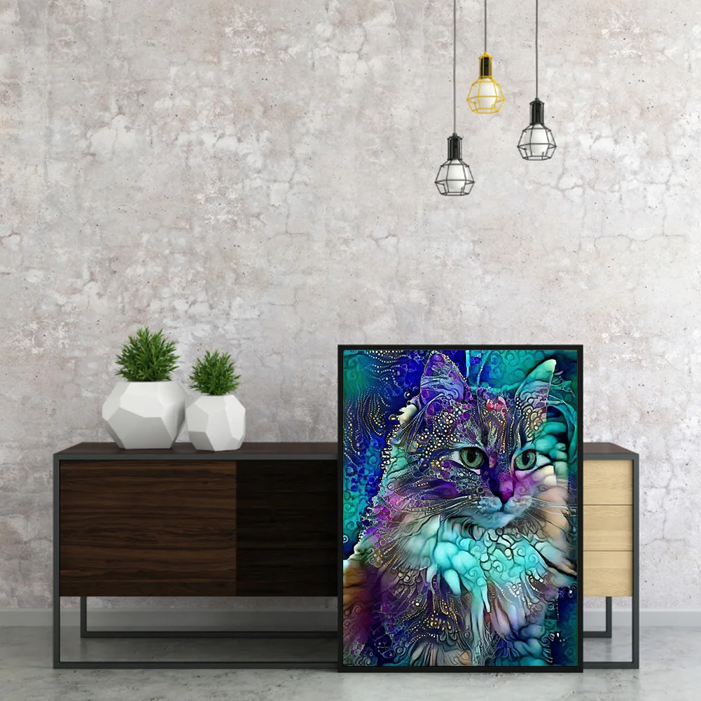 11CT Full Stamped Cross Stitch - Cat(Canvas|40*54cm)