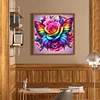 Roses arc-en-ciel et papillons-plein diamant rond peinture-30 * 30cm