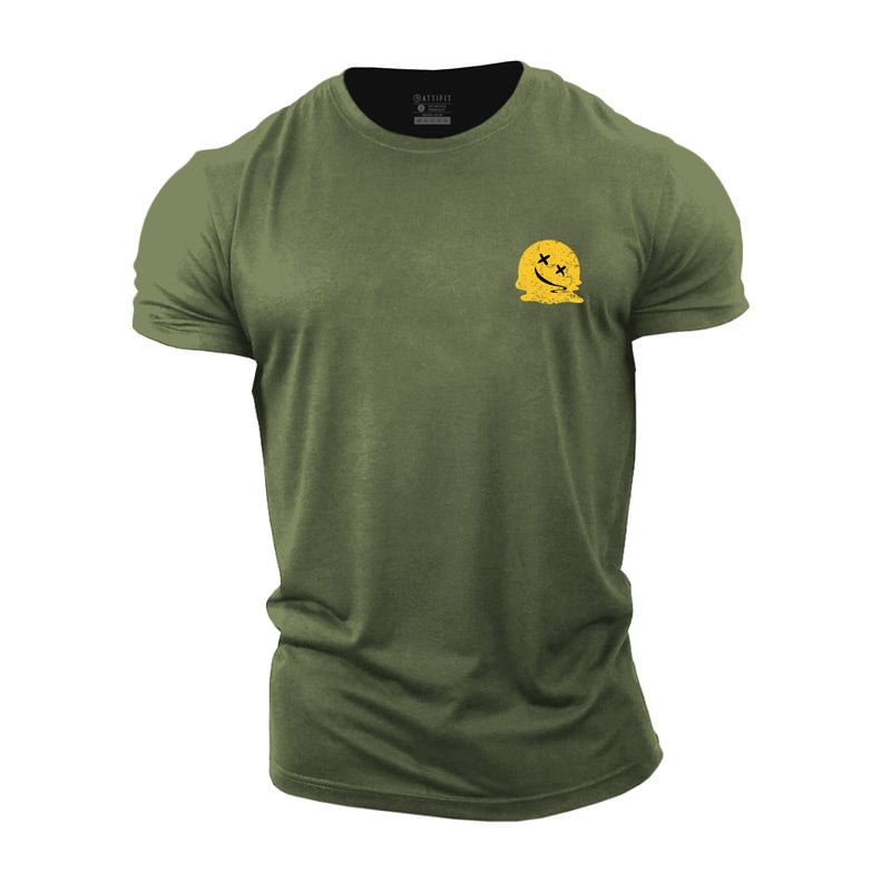 Cotton Smiley Face Men's Gym T-shirts tacday