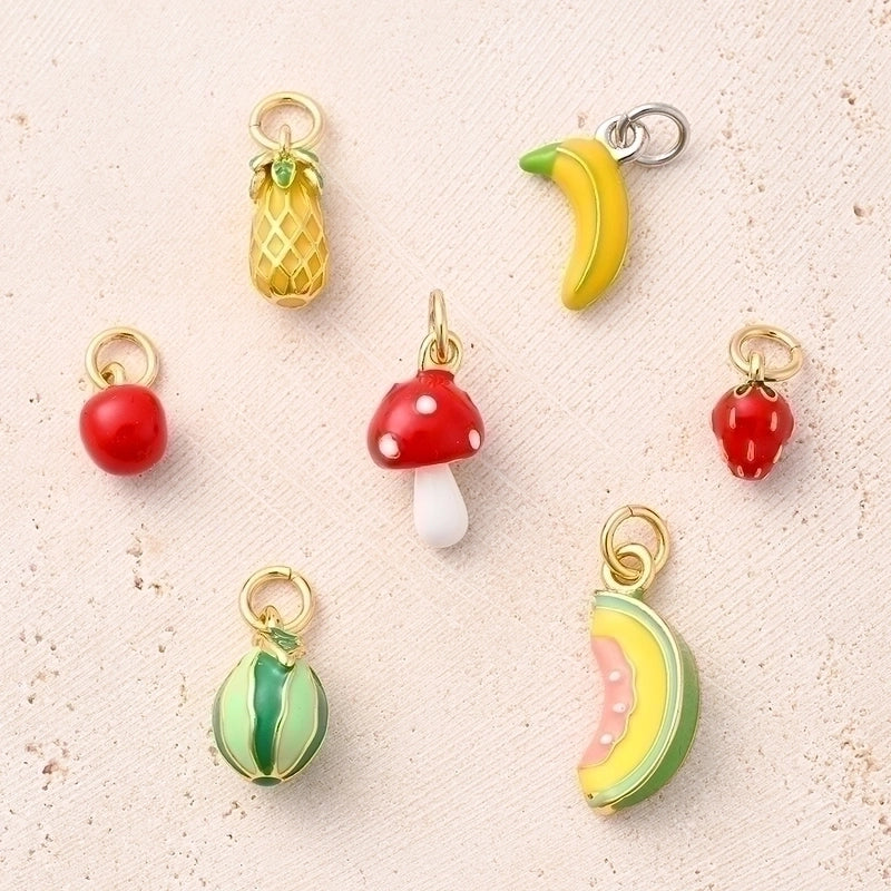 1 Pc/Package 14x7mm 18x7mm 8.5x6mm Hole 3~3.9mm Copper 18K Gold Plated White Gold Plated Fruit Strawberry Mushroom Polished Jewelry Accessories Pendant