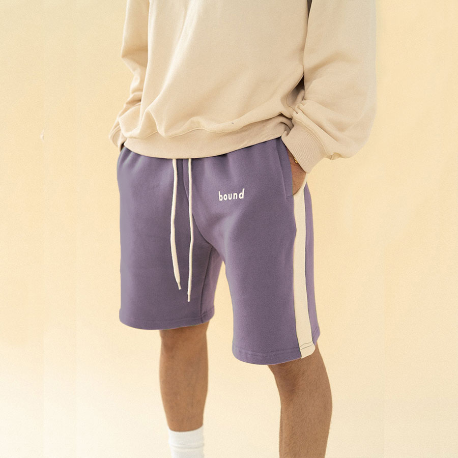 Purple Striped Jogging Pants Fashion Casual Sports Shorts / [blueesa] /