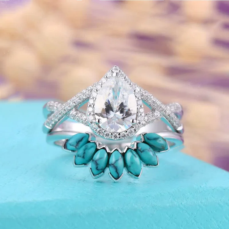 Vintage Moissanite Turquoise Creative Ring