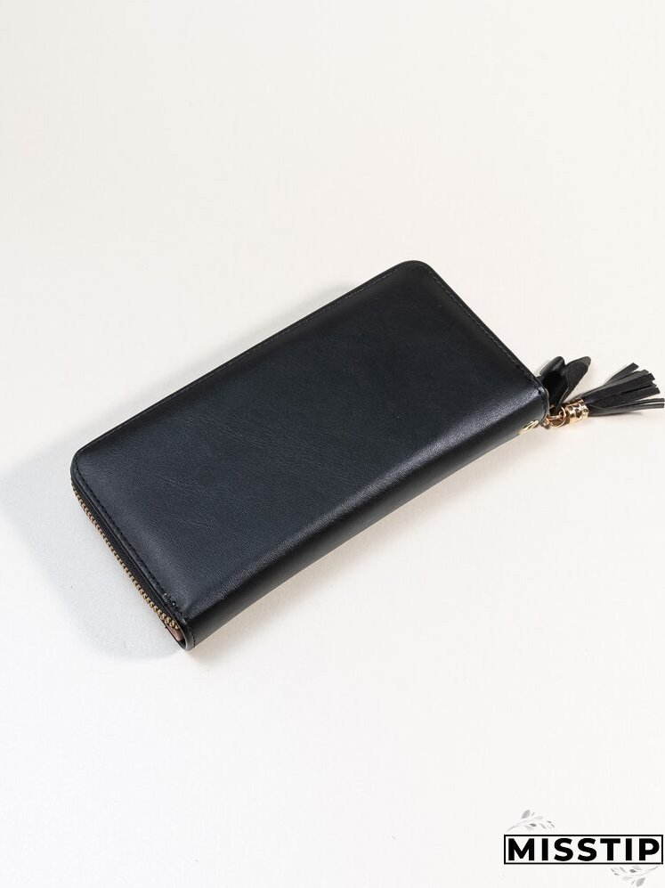 Floral Print Tassel Decor Long Wallet With Wristlet