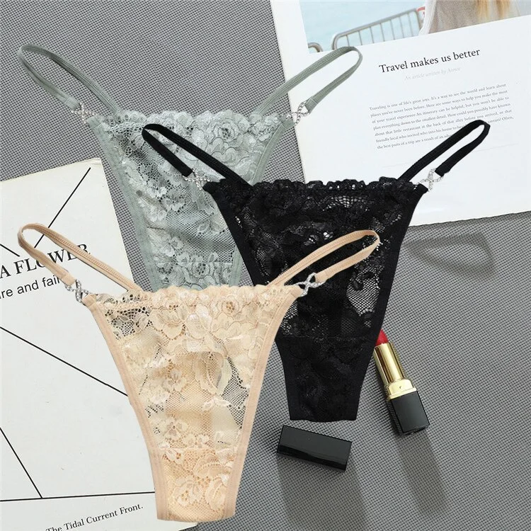 Billionm Women Lace Panties Thongs low Waist Mesh G-String T-Back Briefs Underwear Transparent Ladies Panties Sexy Lingerie
