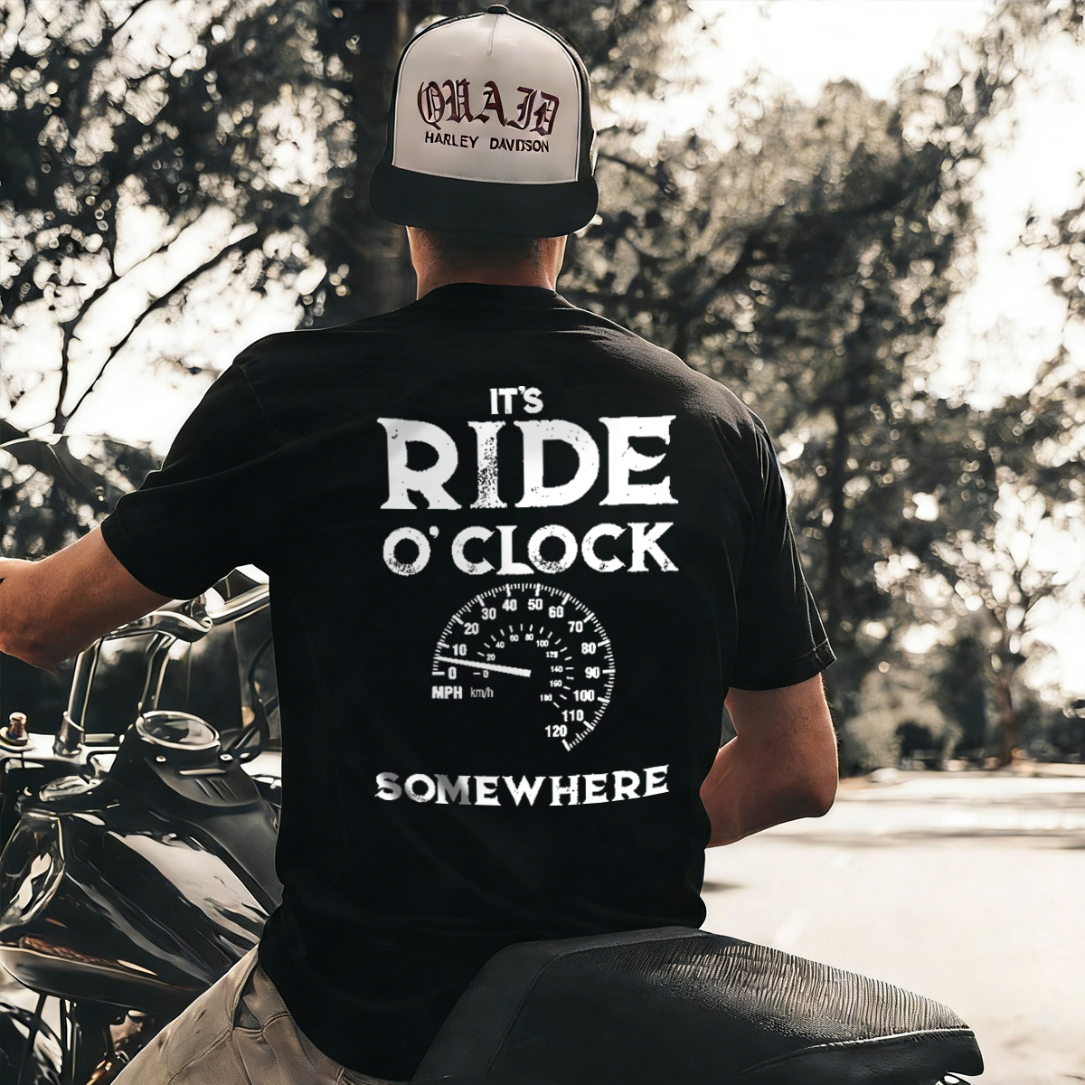 Luminous Ride O'Clock Print Cotton T-Shirt